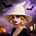 thumbnail image 4 of GUACER Womens Halloween Witch Wool Hats Wide Brim Spire Knitted Caps for Party & Daily, 4 of 5