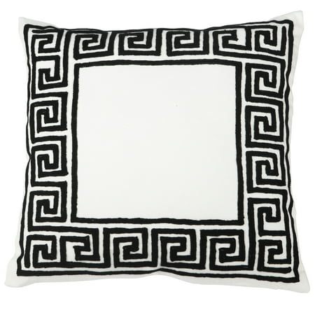 A B Home Anthony Venetucci Embroidered Pillow Black White