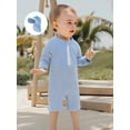 thumbnail image 6 of Rovasas Kids Boys Long Sleeve Swimwear Striped Prints Rash Guard and Hat, 6 of 9