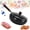 Smooth-Glass Cover, variant on Uncoated Thick Iron Pot, Japanese Iron Pan for Cooking, Uncoating Cast IronPot, Hand-Forged Non-Stick Cast Skillet, High Purity Steel Wok for Frying (9.45 in,Hammered-Wood Cover)