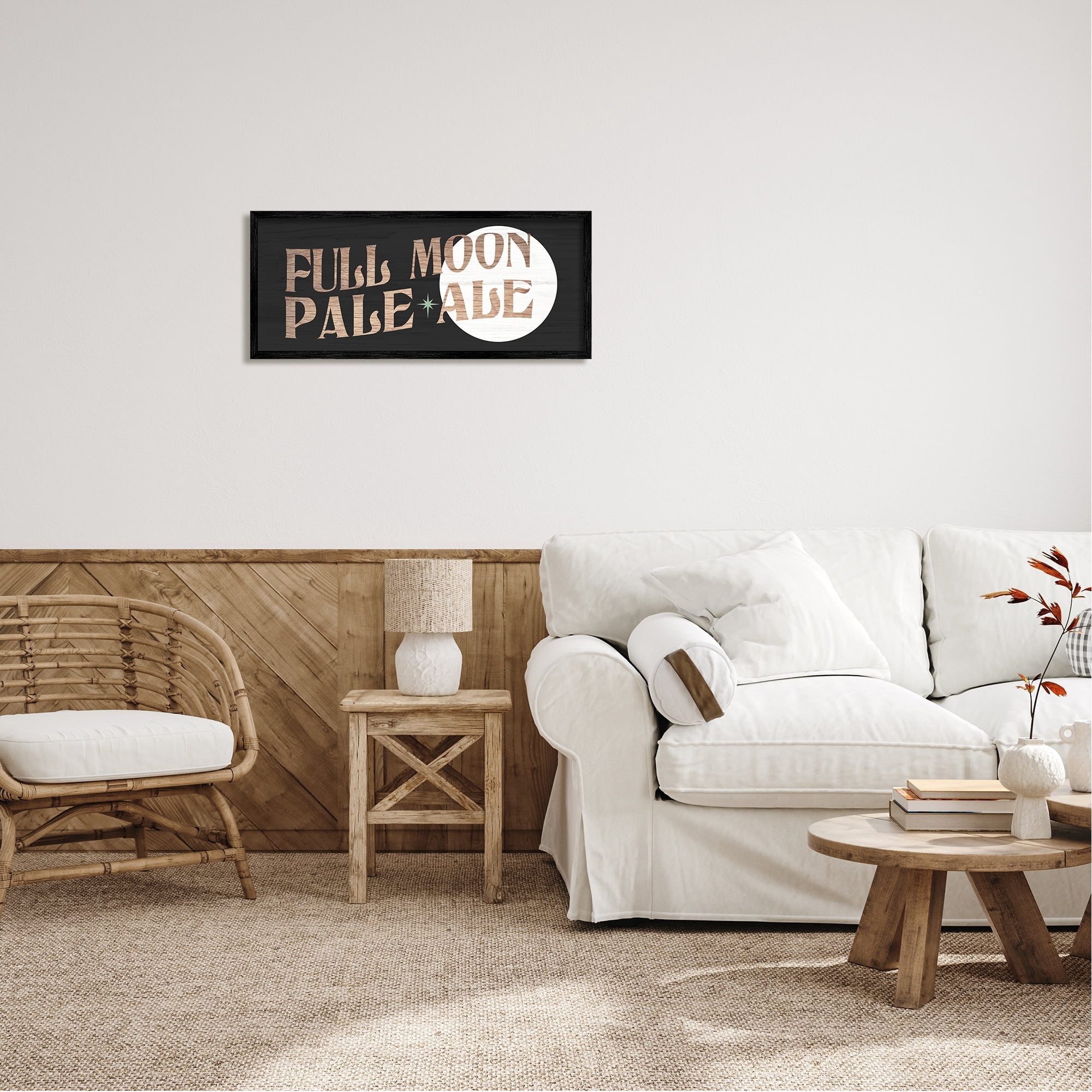 Stupell Industries Full Moon Pale Ale Rustic Moon Halloween Sign Graphic Art Black Framed Art Print Wall Art, Design by Daphne Polselli
