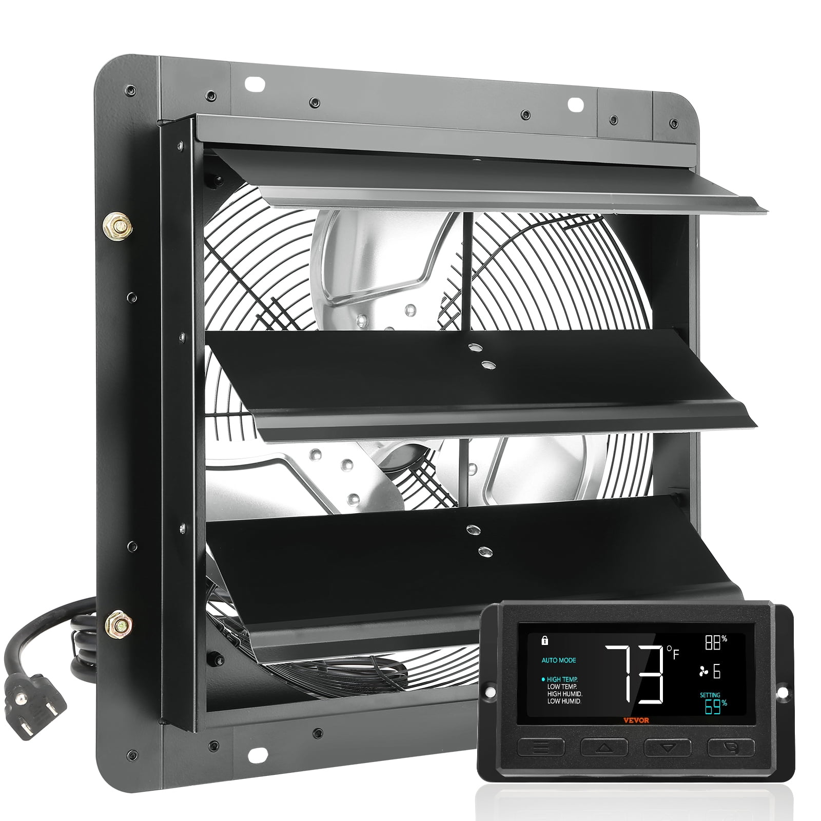 KFFKFF Shutter Exhaust Fan Shop Exhaust Fan 14'' Remote Control Wall-mount Attic
