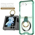 thumbnail image 6 of Ring Kickstand Magnetic Case for Samsung Galaxy Z Flip 5 4 5G Compatible with Magsafe,Shockproof Transparent Anti-Yellow for Women Men Armor Cover (Green,for Samsung Z Flip 5), 6 of 18