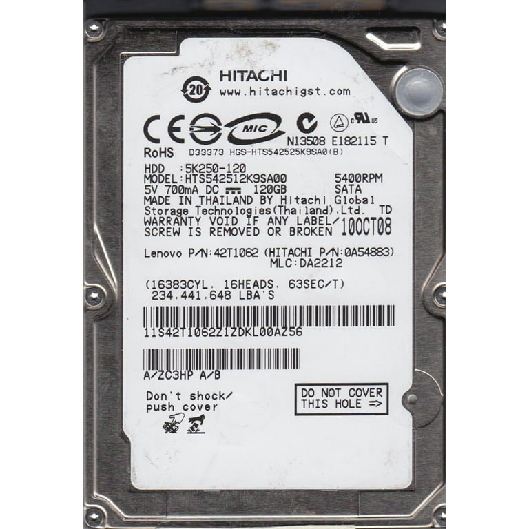 HTS542512K9SA00, PN 0A54883, MLC DA2212, Hitachi 120GB SATA
