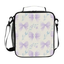 10.5X9.5in Square Insulated Lunch Bag Leak-proof Lunch Box for Outdoor Work Picnic Mauve Bows Clip Art