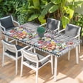 thumbnail image 2 of Spring Flowers Table Cloths for 5 Foot Rectangle Tables, Farmhouse Black Plaid Wood Grain Patio Waterproof Elastic Fitted Tablecloths, Washable Rectangular Table Cover for Camping, 2 of 8