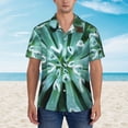 thumbnail image 2 of Sikiie Teal Cactus Print Men's Hawaiian Shirt, Summer Beach Button Pocket Short Sleeve T-Shirt,XX-Large, 2 of 7