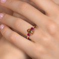 thumbnail image 4 of Gem Stone King 18K Rose Gold Plated Silver Ecstasy Mystic Topaz and Red Created Ruby Engagement Ring for Women | 2.50 Cttw | Oval 9X7MM | Gemstone November Birthstone | Size 9, 4 of 6