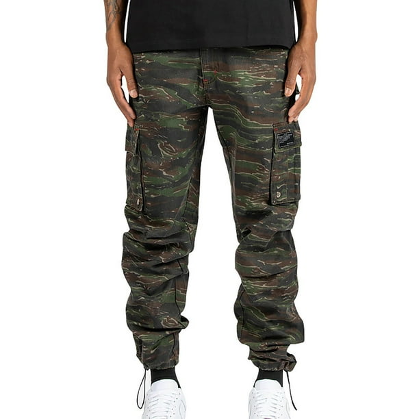 Pantalones largos de tela tejida para hombre con múltiples bolsillos, pantalones casuales de color sólido, pantalones de trabajo para hombre, pantalones de tela tejida