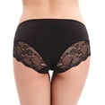 thumbnail image 6 of LIQQY Women's 4 Pack Cotton Mid Rise Full Coverage Lace Hipster Brief Panty Underwear (L, Black), 6 of 6