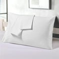 thumbnail image 3 of CCNY Pillowcases Set of 2 White - Queen Size Stripe 600 TC 100% Egyptian Cotton Soft Pillow Case, 3 of 7
