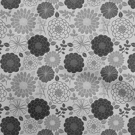 oneOone Cotton Cambric Gray Fabric Floral Retro Diy Clothing Quilting Fabric Print Fabric By Yard 56 Inch Wide