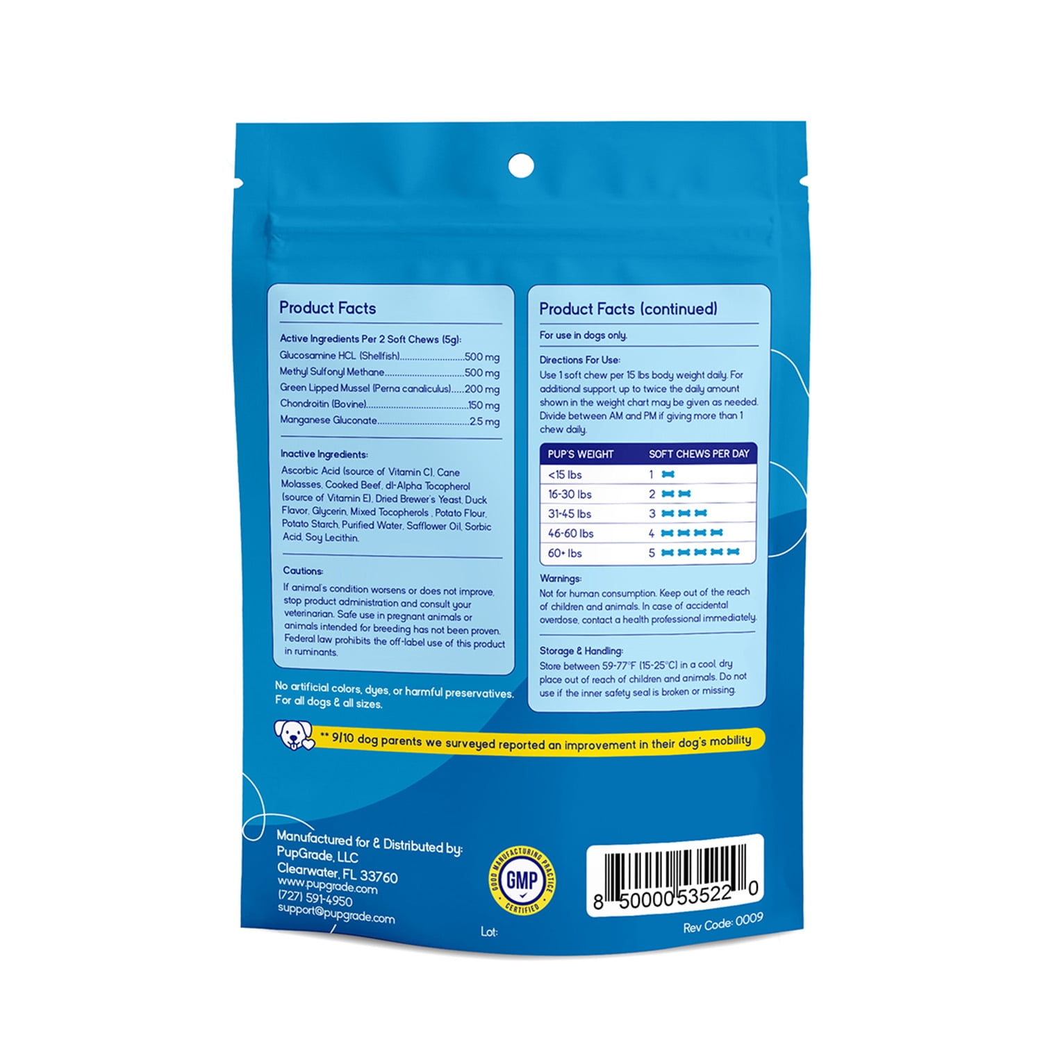 PupGrade Joint Support Soft Chews for Dogs, Glucosamine & Perna Mussel, 120 Count Bag