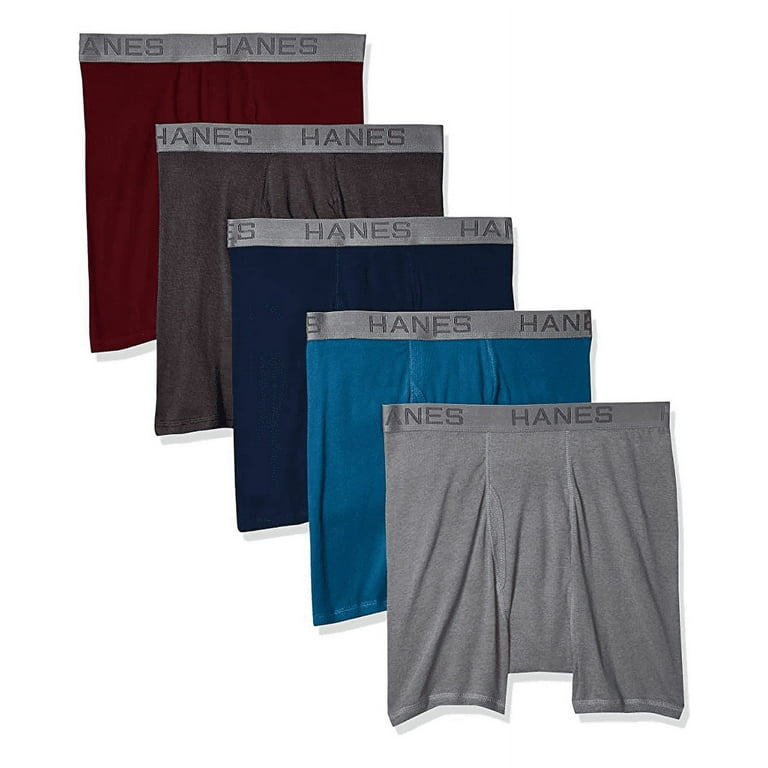 Hanes Ultimate Boxer Briefs 5-Pack - ComfortSoft Cotton, No-Ride-Up Leg Bands, Tagless