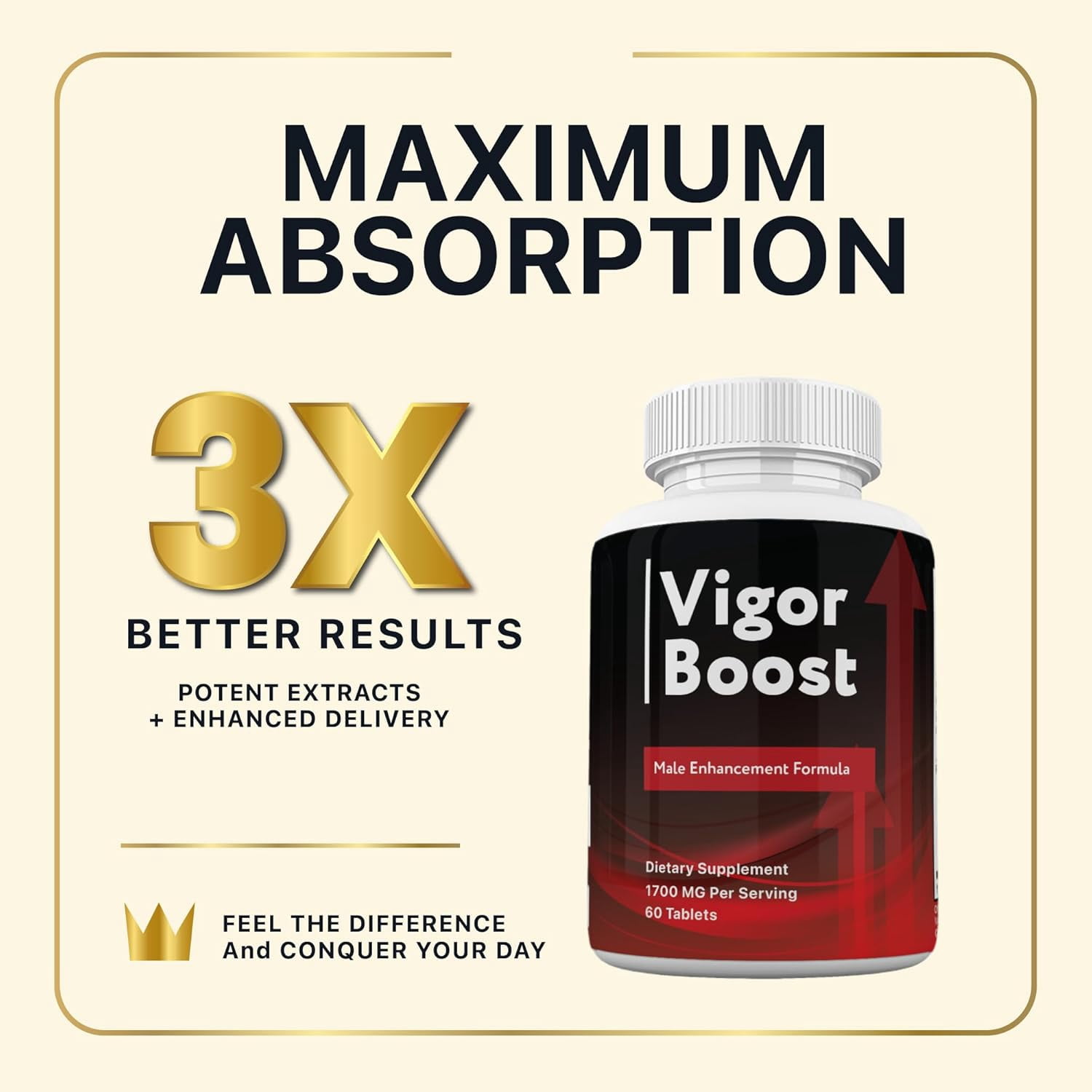Vigor Boost Pills for Men, Vigor Boost Male Supplement Advanced Formula, 60 Count