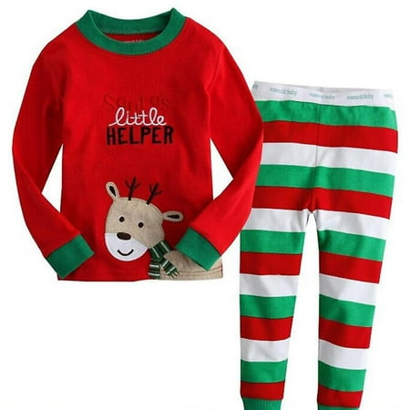 

Kids Boy Girl Christmas Pyjamas Set Xmas Santa Elk Sleepwear Nightwear