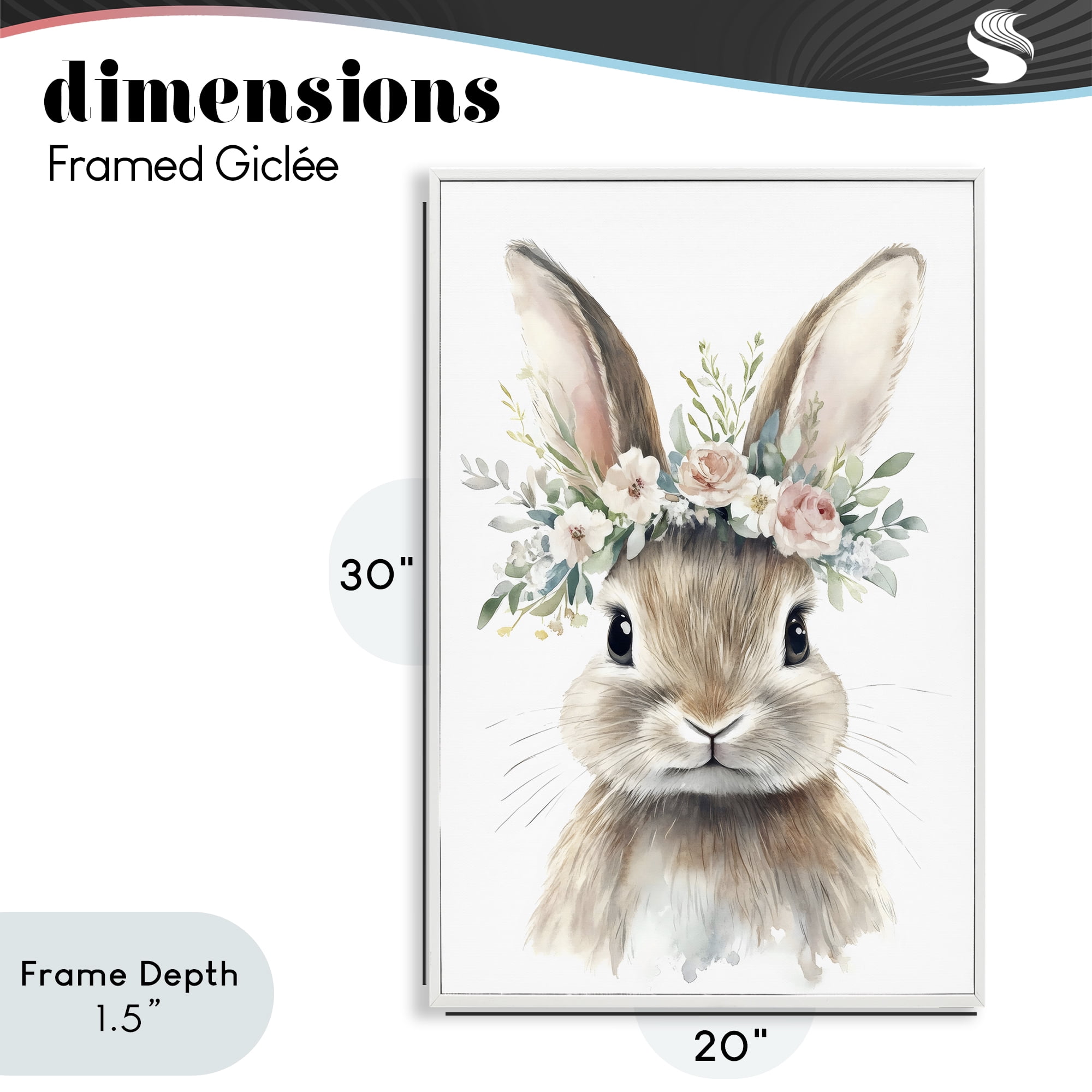 Stupell Industries Flower Adorned Baby Rabbit White Framed Giclee Art, design by Creative Studio