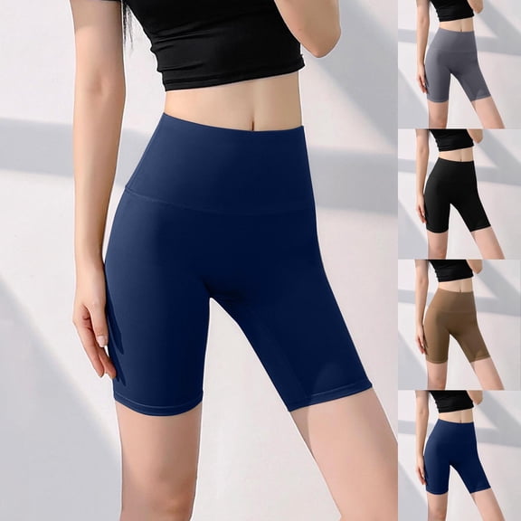 BiZtdJrK Blue Women High Waisted Shaper Shorts Tummy Control Butt Lifting Shapewear Boyshorts Lightweight Stretch Solid Color Boxer Shorts Yoga Short Tights M