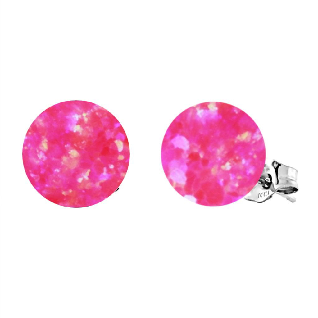 Trustmark 14-20 Gold Filled Tropical Blue Synthetic Opal Ball Stud Post Earrings 