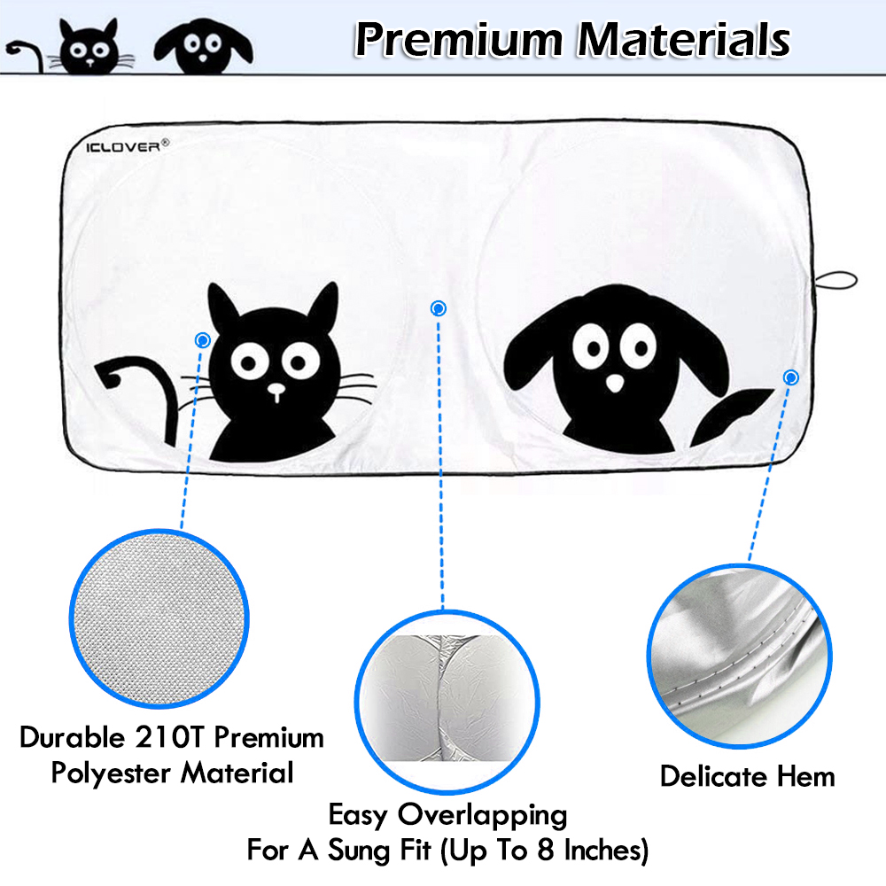 iClover Car Windshield Sun Shade, 59" x 33", Pet Design photo 7