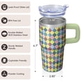 thumbnail image 3 of 20oz Geometric Design Double Wall Travel Mug with Handle, Stainless Steel Insulated Coffee Tumbler Leak Proof Lid, 3 of 5
