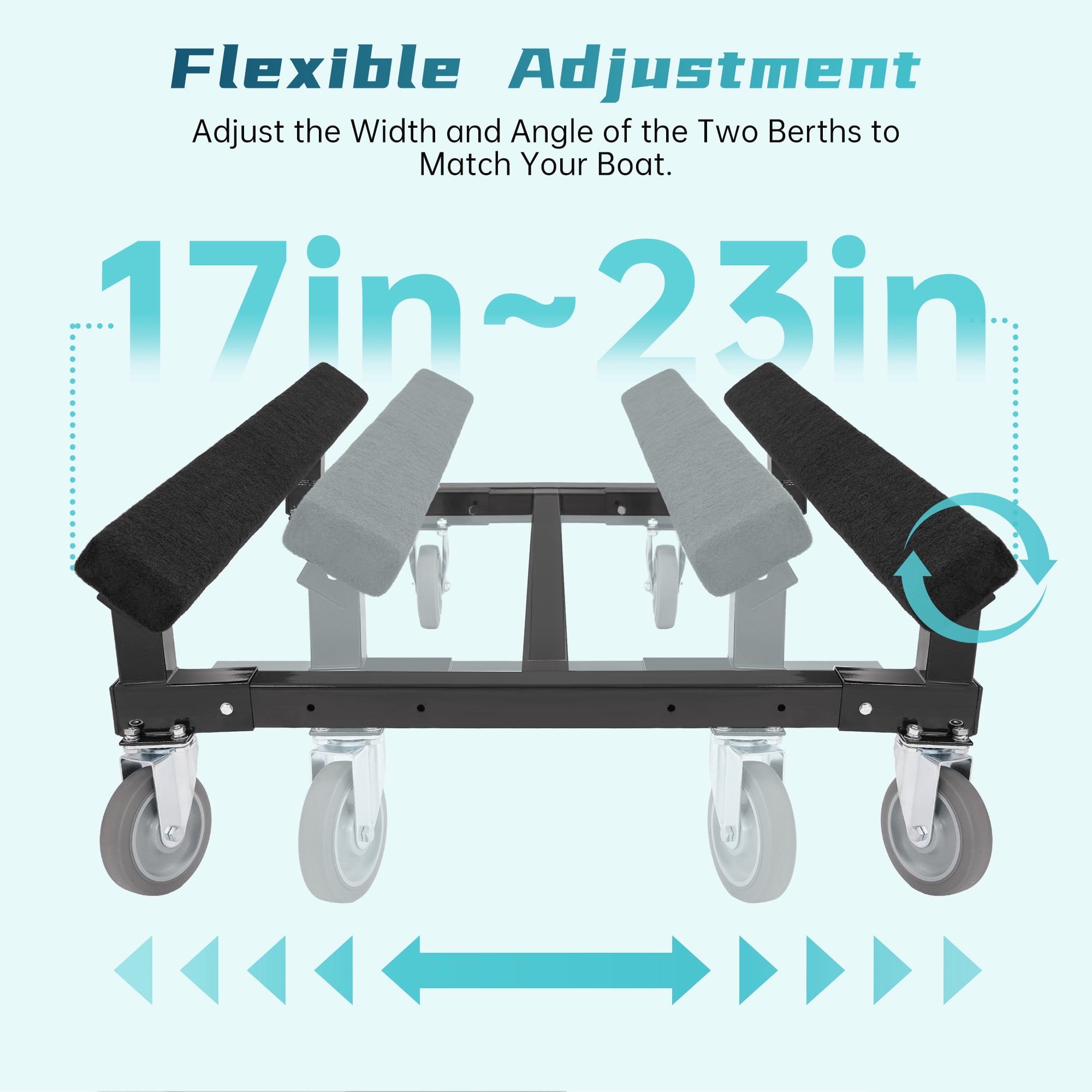 Kojem Watercraft PWC Dolly, Adjustable Boat Storage Trailer, with Four Casters Watercraft Cart for Ski Fishing Boat Sailboat ,Jet Ski Stand, 1000lbs