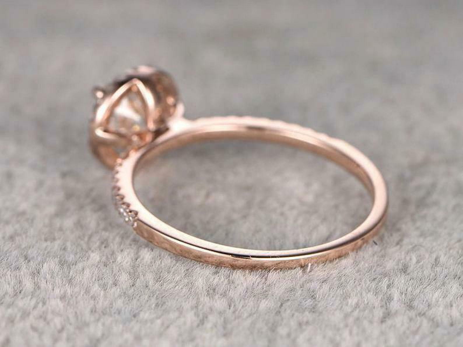 HeartsAndYou Halo Solitaire with Accents Engagement Ring for Women 2ct Round Moissanite 18k Rose Gold over Silver