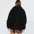 thumbnail image 3 of Mujeres de piel sintética chaqueta sólida Mullido oso de peluche Fleece Bolsillos con cremallera man Abanopi Negro/S, 3 of 7
