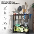 thumbnail image 4 of Outsunny Garden Tool Organizer for Garage, 3 Tier Yard Tool Storage Rack with Hooks, Blue, 4 of 9