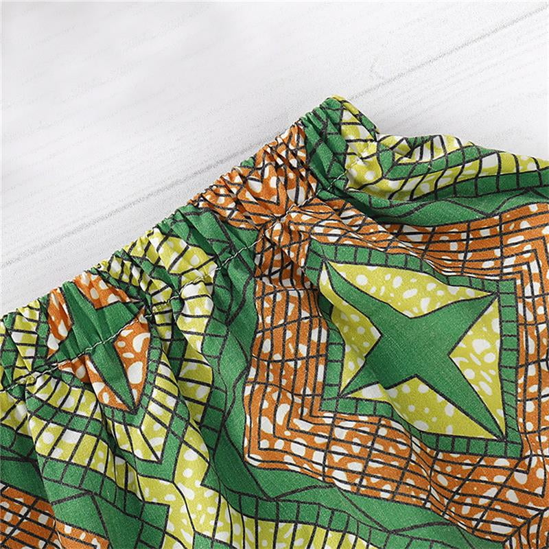 Toddler Kids African Attire Ethnic Dashiki Print Tutu African Skirt Headband 2Pcs Clothing Sets