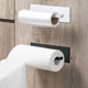 thumbnail image 4 of Toallero de papel con revestimiento negro mate, ahorra espacio debajo del gabinete, soporte para toallas de papel, aleación de aluminio autoadhesivo o perforable para cocina y baño, adecuado para el, 4 of 5