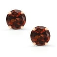 thumbnail image 2 of Gem Stone King 10K Rose Gold Red Garnet Stud Earrings for Women Men (1.10 Cttw, Gemstone Birthstone, Round 5MM), 2 of 4