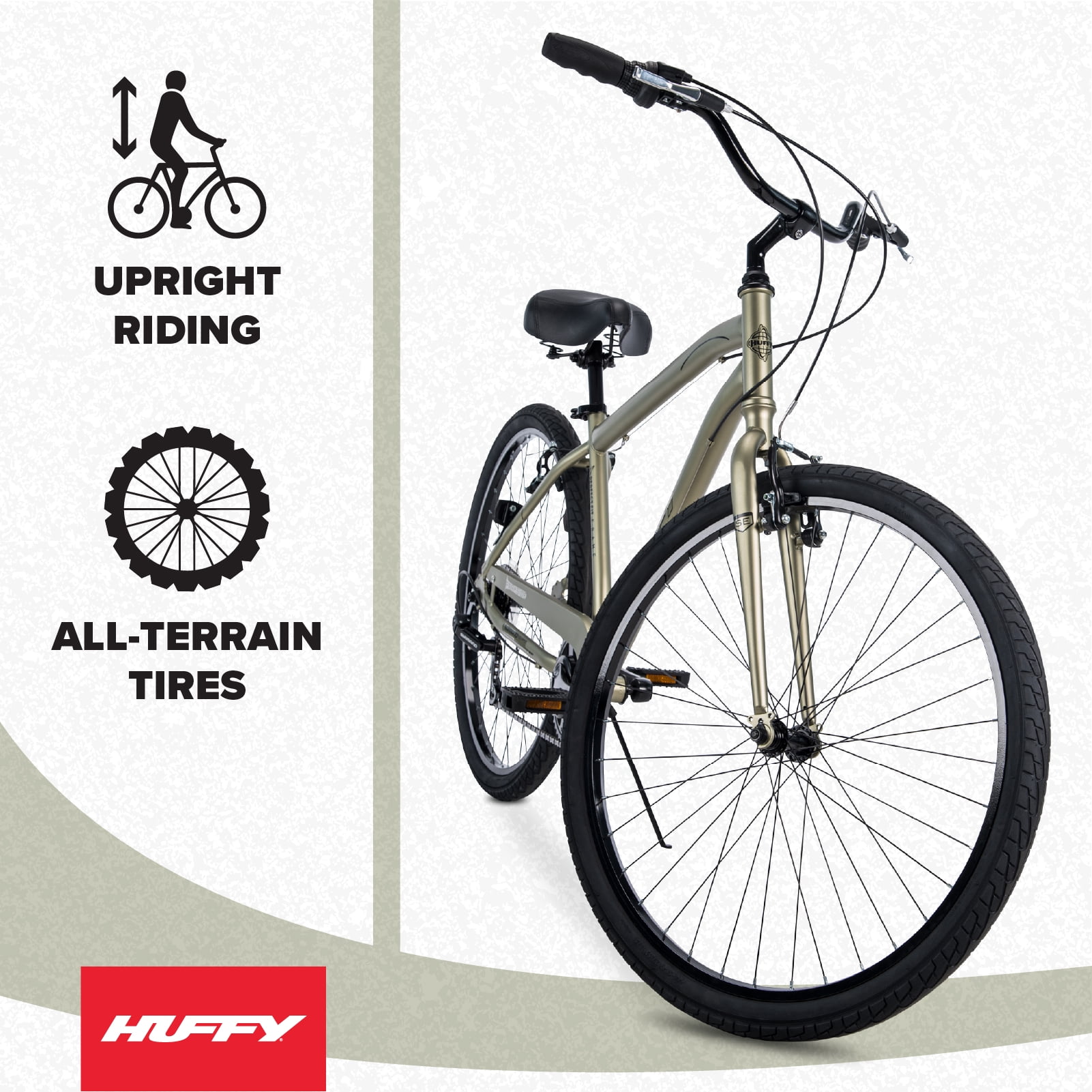 Huffy 27.5" Parkside Comfort Bike, Fits Riders 60"+, Sage Green, Adult, Men's