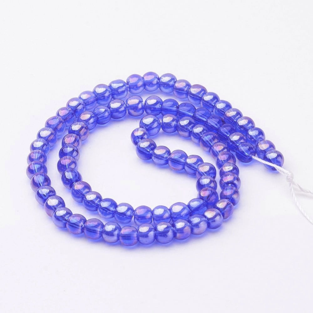 50strands Glass Bead Strands Round AB color Royal Blue 6mm Hole: 1mm about 50pcs/strand 13 inch