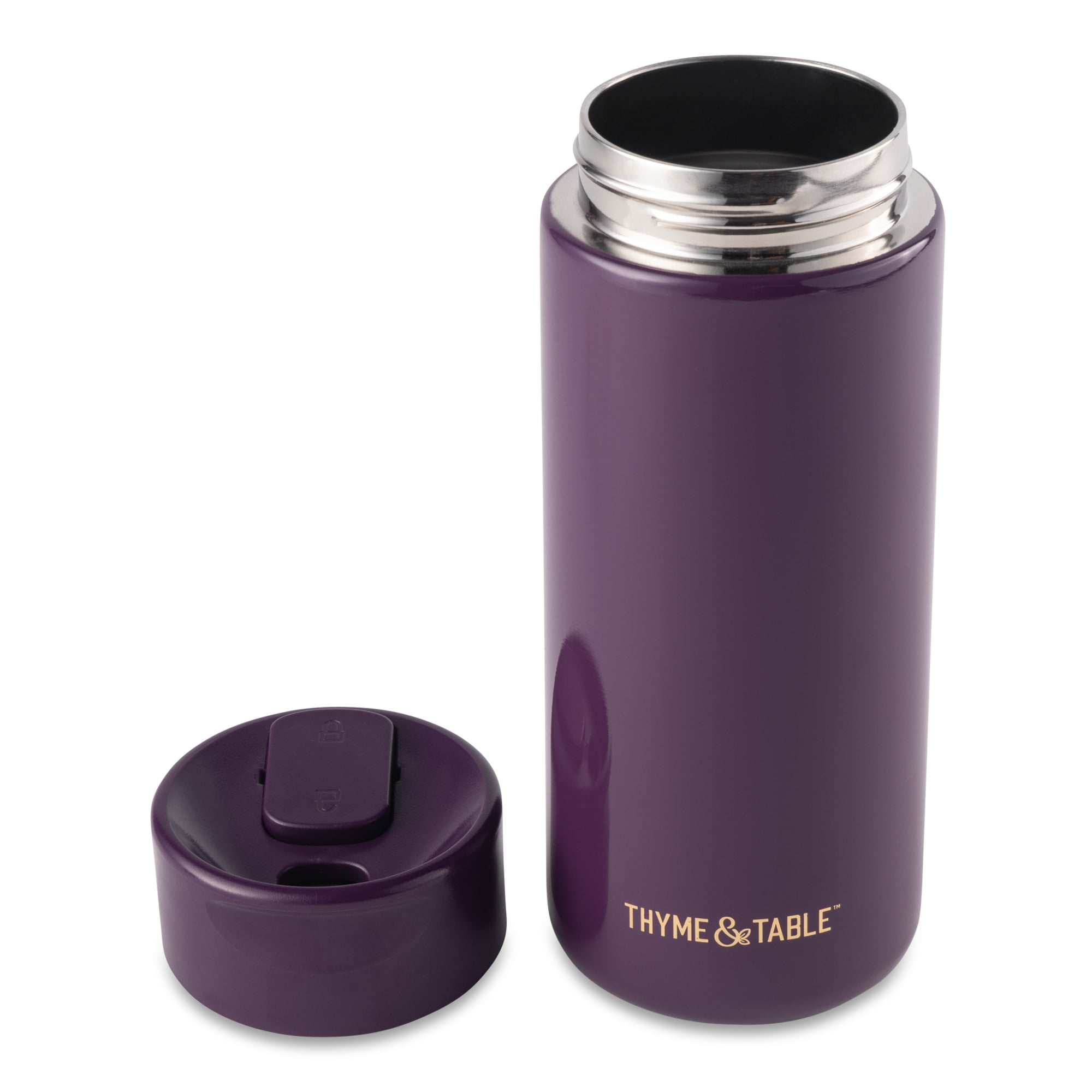 Thyme & Table Double Wall Insulated Stainless Steel Coffee Tumbler, 22oz Travel Mug, Purple
