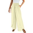 thumbnail image 2 of Women's Gaucho Pants Wide Leg High Waisted Sweatpants Soft Cute Joggers Flowy Vacation Pant 2026, Khaki M, 2 of 7