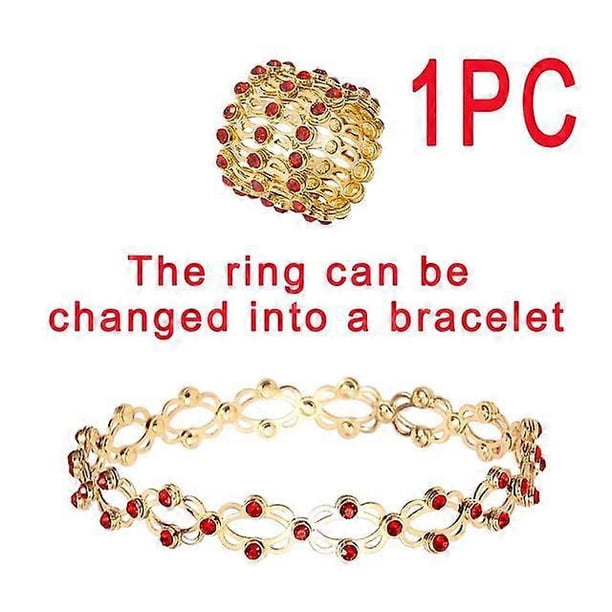 Pulsera de anillo retráctil mágico 2 en 1, creativa, elástica, con giro y plegable, con cristales y diamantes de imitación, joyería para mujer, regalo