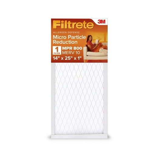 Filtrete 14x25x1 HVAC Furnace Air Filter, MPR 800 MERV 10, Micro Particle Reduction, 1 Filter