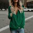 thumbnail image 2 of Ediodpoh Women Deep V Neck Wrap Sweaters Long Sleeve Front Loose Knitted Sweaters for Women Pullover for Fall Winter Green S, 2 of 5