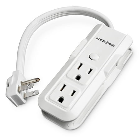 FosPower 3 Outlet Power Strip, Mini Portable [90 Degree | 10Inch Wrap-Around] Wall Tap Adapter with Extension Cord for Home, Office, (Best Portable Power Strip)