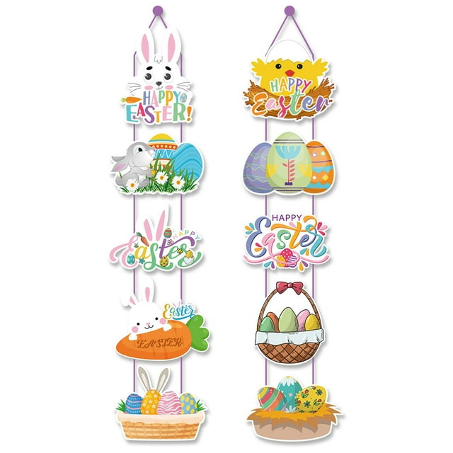 yuksok Pâques Lapin Signe Pâques Décoration Panneau de Porte pour Extérieur Maison Pâques
