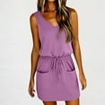 thumbnail image 2 of Hauts à Enfiler pour Femmes Vêtements Printemps Automne 2025 Chemises à Manches Longues Tendance Col Rond Ample Hauts de Festival Été Aguichant Couleur Unie Sans Manches Robe à Poche Col en V Grande Taille pour Femmes Été, 2 of 6