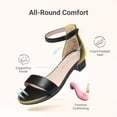 thumbnail image 4 of DREAM PAIRS Girls' Strappy Flat Sandals, Elegant T-Strap Summer Dress Shoes with Metallic Ball Accent, Comfortable Adjustable Ankle Strap Sandals for Little Kid/Big Kid, 4 of 6