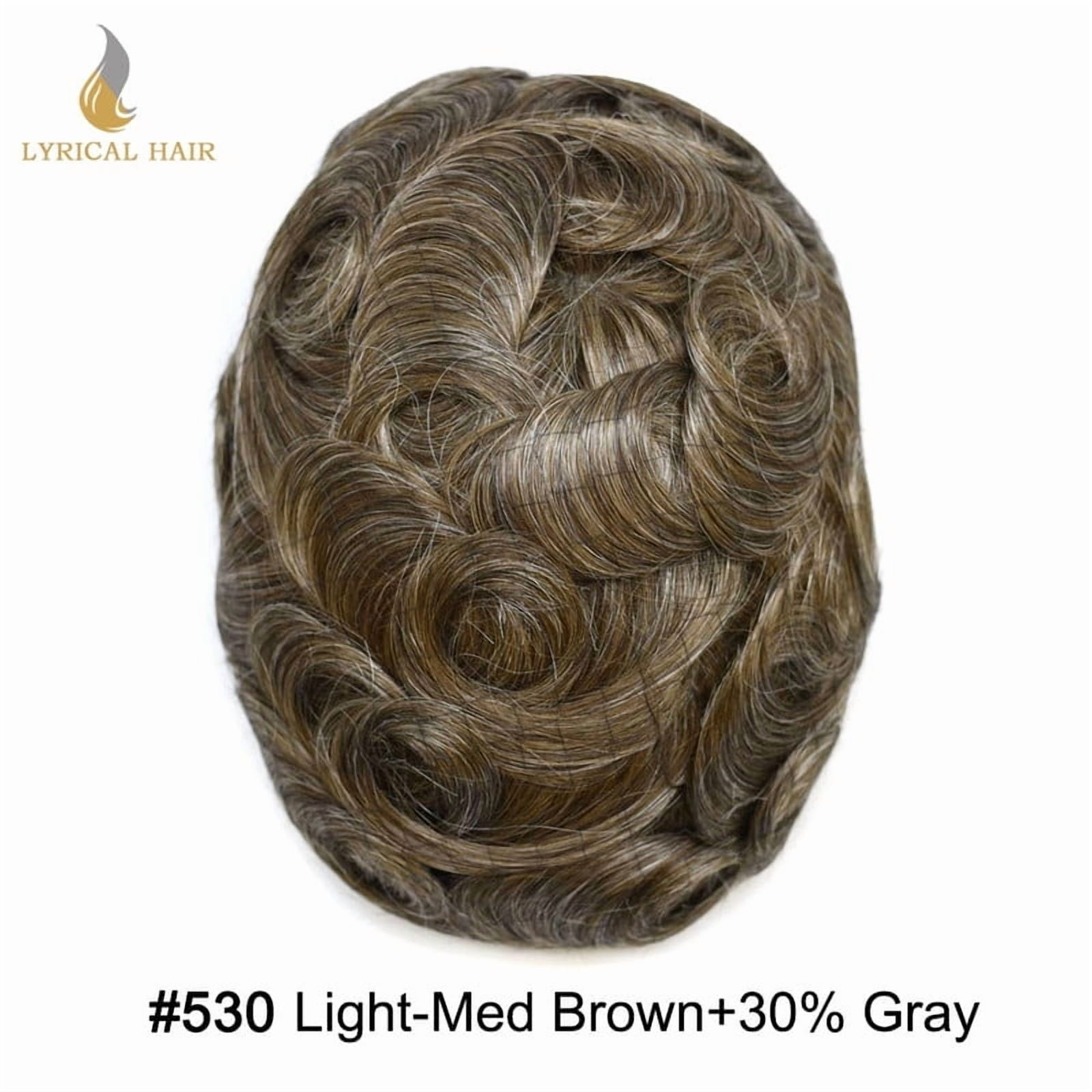 Mens Hairpiece LYRICAL HAIR Human Hair Replacement System Durable Thin Skin PU Injected Toupee Hair Wigs for Men