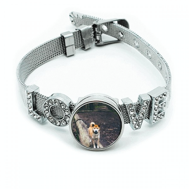 Perro Japonés animal picture Pulsera pulsera pulsera de cristal amor pulsera ajustable