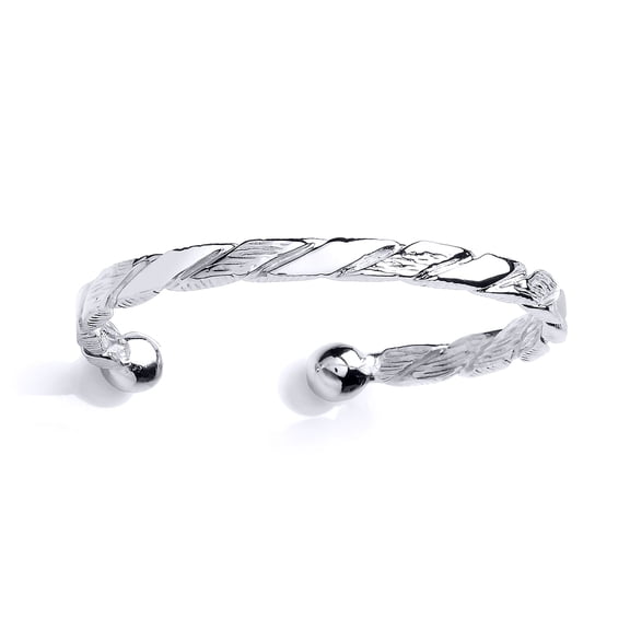 Boys Silver Jewelco London Barked Rope Link ID Torque Baby Bangle  Bracelet