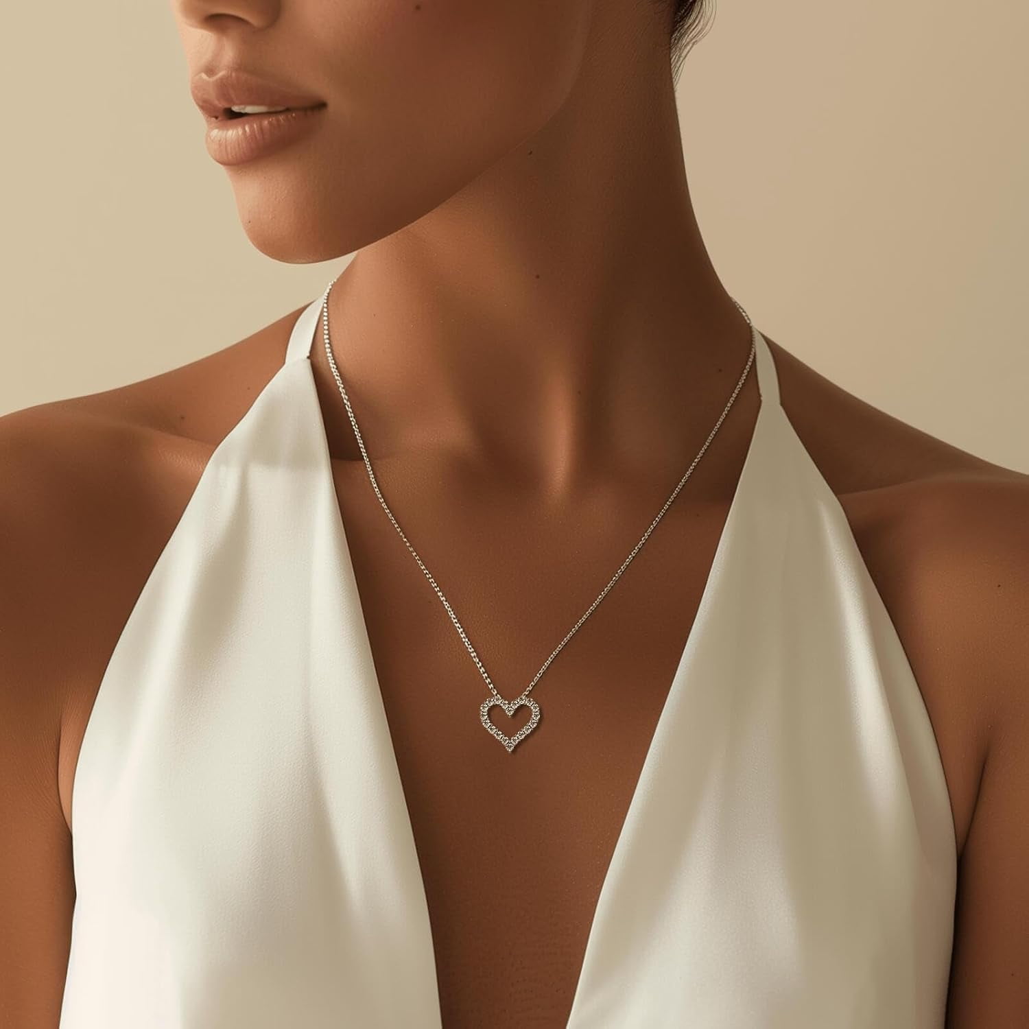 Heart Pendant Necklace for Her Moissanite Jewelry for Women I Love You S925 Sterling Silver Gifts for Wife Girlfriend Mom Daughter Wedding Anniversary Birthday Christmas Mothers Valentines Day Petite