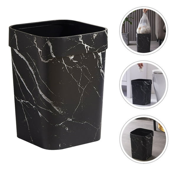 Amosfun Black Marble Waste Bin Plastic for Storage Use with Thickened Base