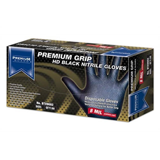 Premium Guard Heavy Duty Disposable Nitrile Gloves, Diamond Textured