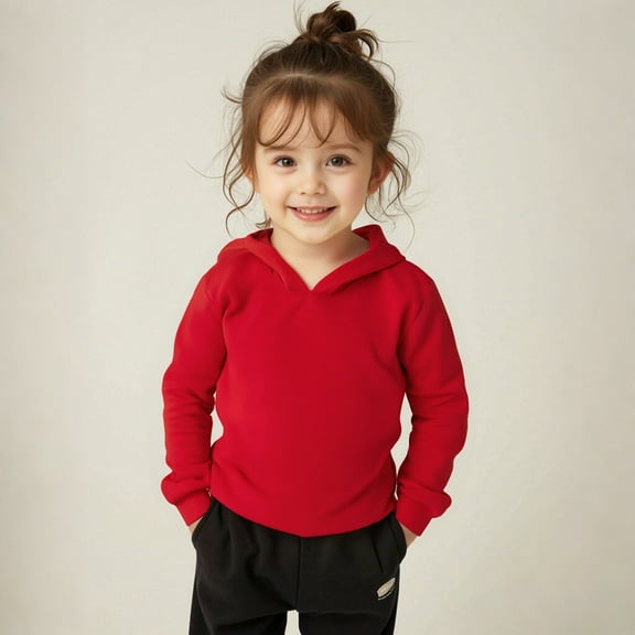 Kids Hoodies Boys Red Hooded Casual Long Sleeve Hoodies Warm Fall Winter Clothes Kids Clothes Girls Size 3T